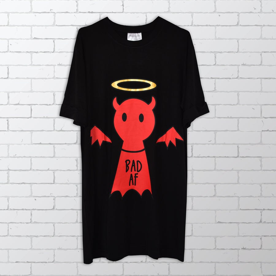  Bold's Angel / Devil Bamboo T-shirt Dress - Good AF / Bad AF Bamboo T-shirt / Dress / Sleepwear - Bamboo Clothing | Bold Clothing & Headwear - #sayitinbold | Bold Clothing | Streetwear | www.boldornaked.com