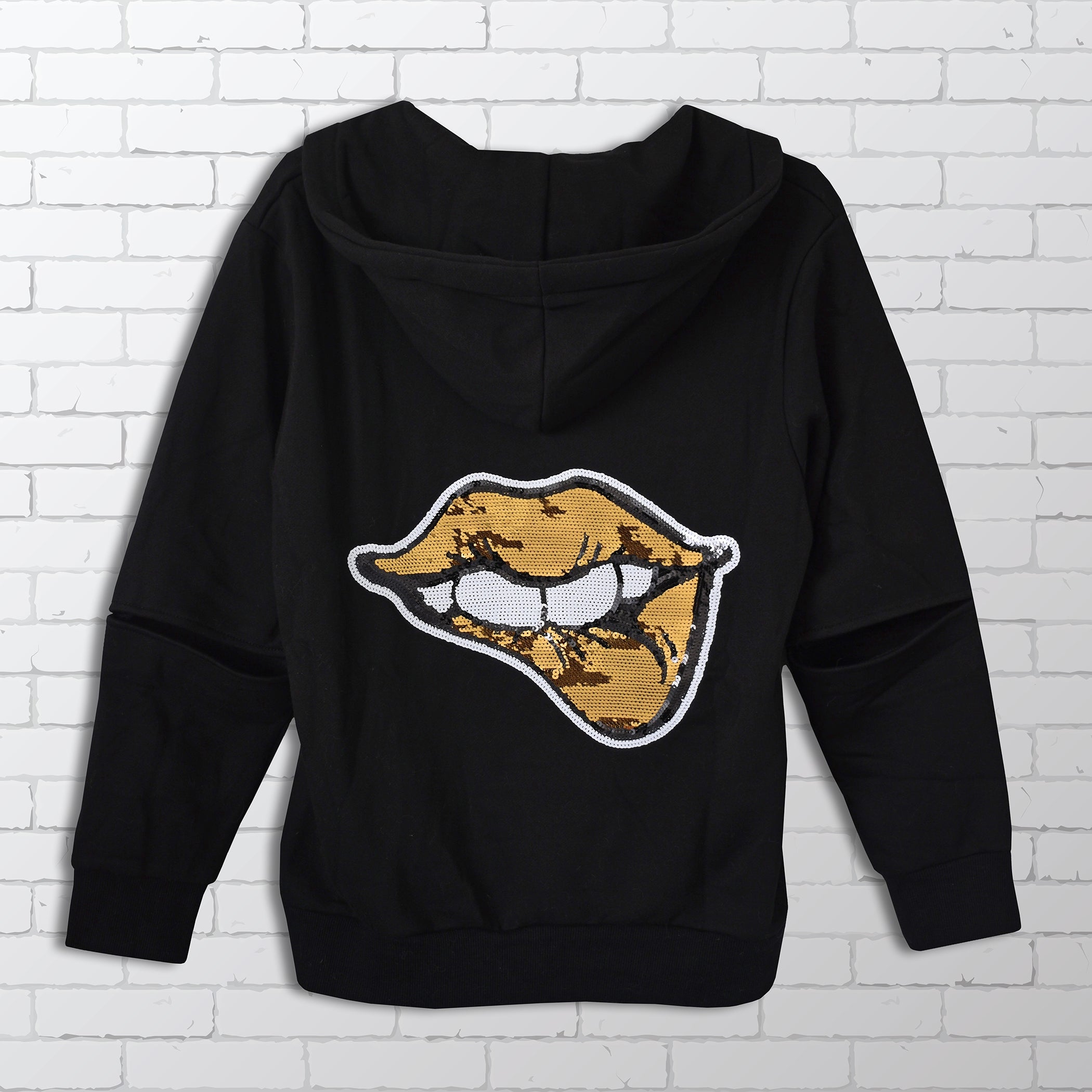 Sequin lips hoodie sale