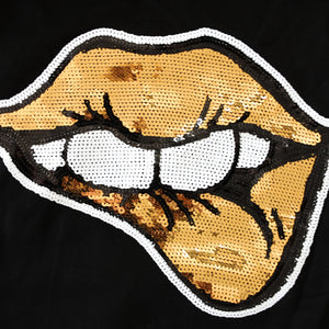 Gold Lips Sequin Hoodie - sequin close up -  Bold Clothing & Headwear - #sayitinbold | Bold Clothing | www.boldornaked.com