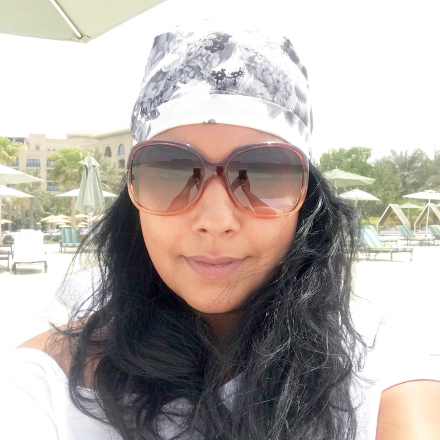 Nitu wears Bold's Smooth operator Headwear on the beach in Dubai | Bold Clothing - Unique Bamboo Clothing & Streetwear | #sayitinbold @boldornaked shop online at www.boldornaked.com