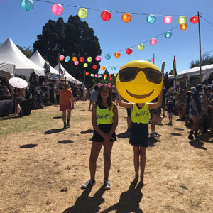 Grace, Aaliyah & Bob the ball rock our Bold AF singlets at Womad NZ