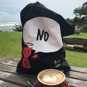 #Bagsy Location: Wai-iti Beach NZ | The Bold Yes / No re-usable tote bag | gym bag | beach bag | shopping bag | Free with every Hoodie | #sayitinbold @BoldorNaked shop online www.boldornaked.com